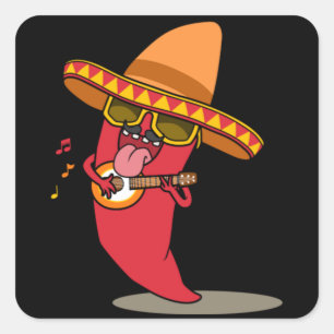 Mexican chili pepper square sticker