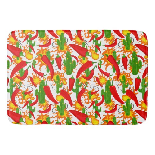 Mexican Chillies and Flames Bath Mat