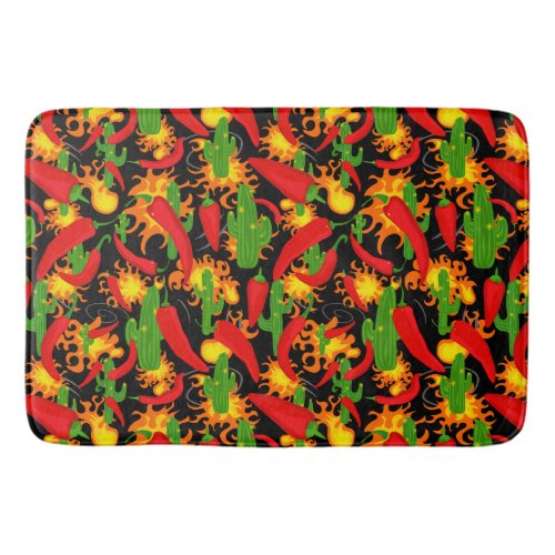 Mexican Chillies and Flames Bath Mat