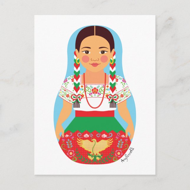 Mexican, China Poblana Matryoshka Postcard (Front)