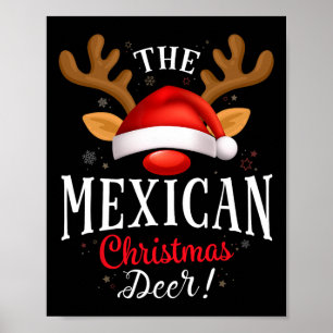 Mexican Christmas Deer Pjs Xmas Family Matching Poster