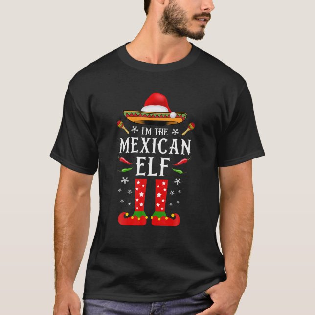 Mexican Christmas Elf Feliz Navidad Family Matchin T-Shirt (Front)