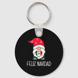 Mexican Christmas Gnome Feliz Navidad Mexico Keychain