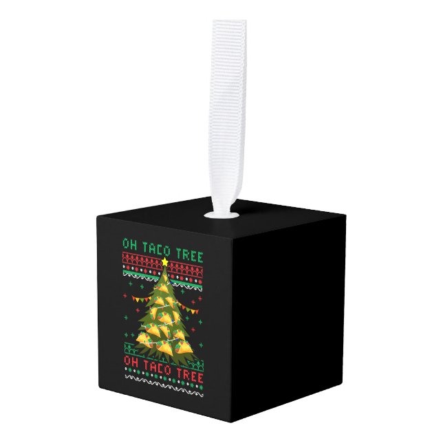 mexican Christmas, mexican Christmas taco, mexican Cube Ornament (Front Angled)