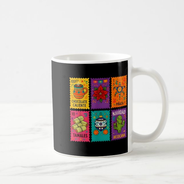 Mexican Christmas Stamps Chocolate Tamales Xmas  Coffee Mug (Right)