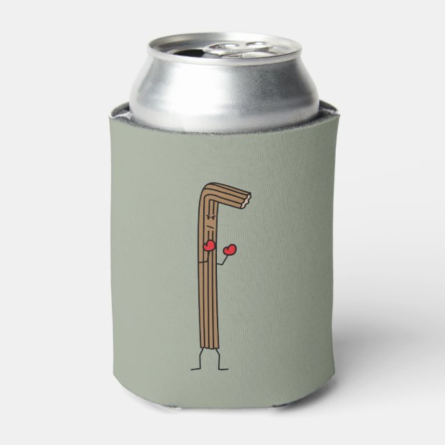 Mexican Churro Fighter with Red Boxing Gloves Can Cooler (Can Front)