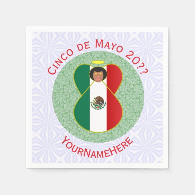Mexican Cinco de Mayo Angel Personalized  Napkins (Front)