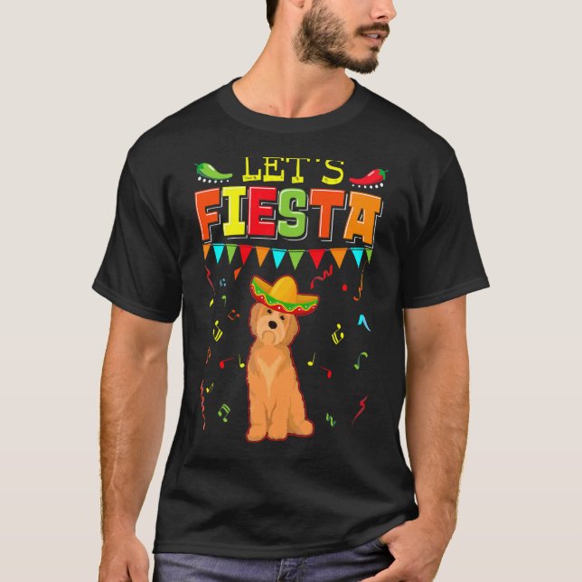 Mexican Cinco De Mayo Fiesta  Let's Fiesta Goldend T-Shirt (Front)