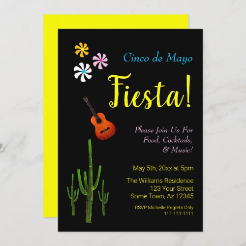 Mexican Cinco De Mayo Party Fiesta Festive Cactus  Invitation