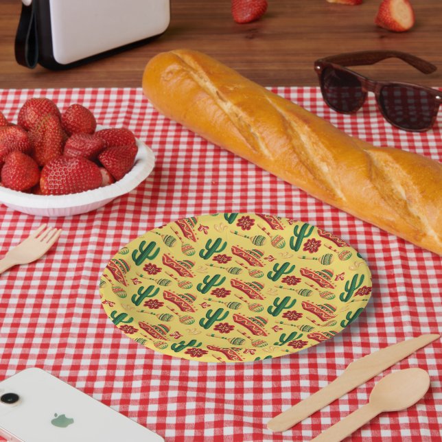 Mexican Cinco De Mayo Pattern  Paper Plates (Picnic)