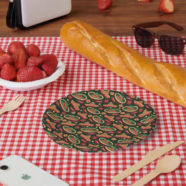 Mexican Cinco De Mayo Pattern  Paper Plates (Picnic)