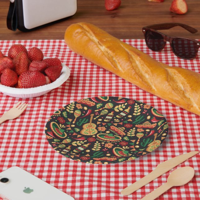 Mexican Cinco De Mayo Pattern  Paper Plates (Picnic)