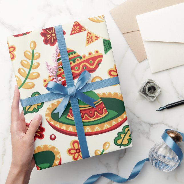 Mexican Cinco De Mayo Pattern  Wrapping Paper (Gifting)