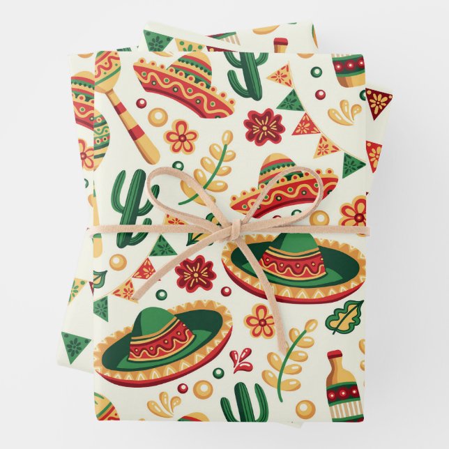 Mexican Cinco De Mayo Pattern  Wrapping Paper Sheets (In situ)