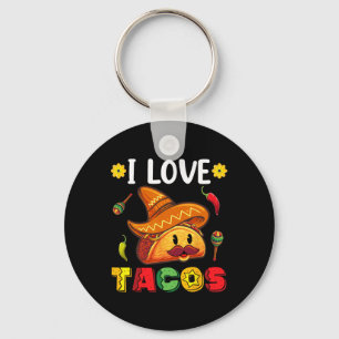 Mexican Cinco De Mayo Shirt I Love Tacos Keychain
