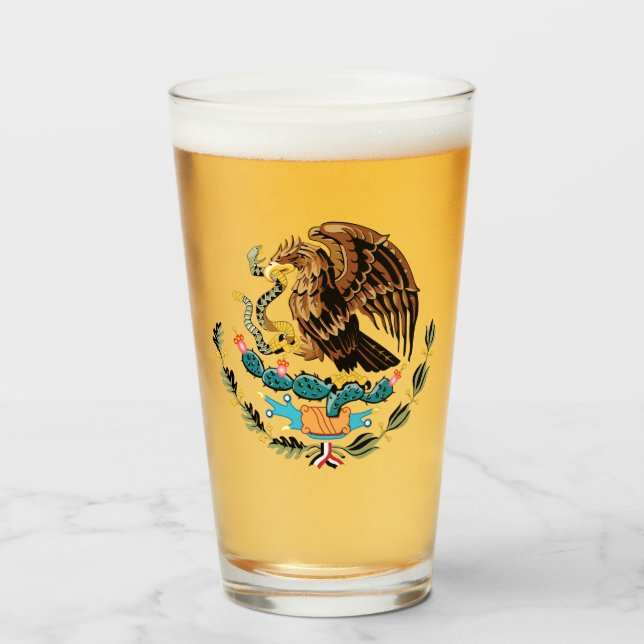 Mexican coat of arms glass (Front Filled)
