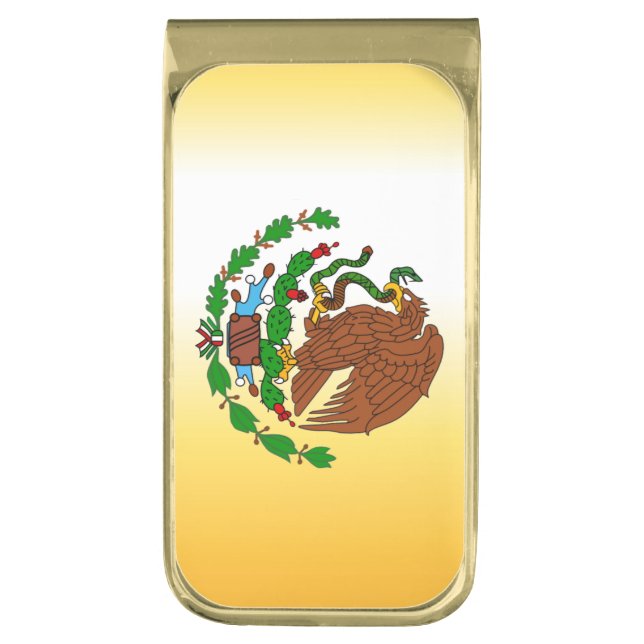 Mexican Coat of arms Gold Finish Money Clip (Front Vertical)