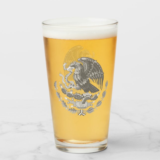 Mexican coat of arms - silver glass (Front Filled)