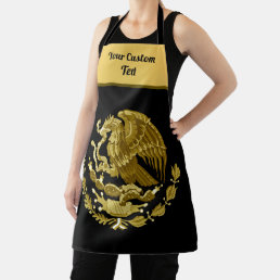 Mexican coat of arms with a golden eagle apron