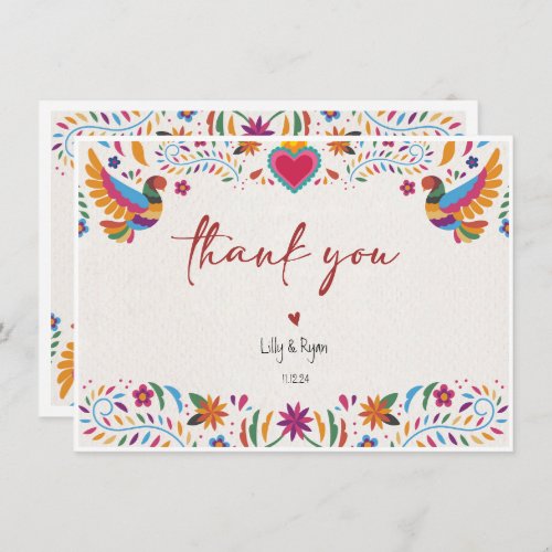 Mexican Colorful Bird Bridal Thank You Note Card