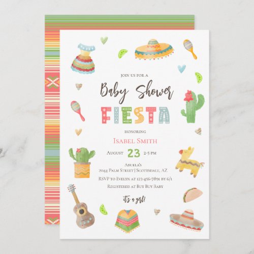 Mexican Colorful Fiesta Baby Shower Invitation