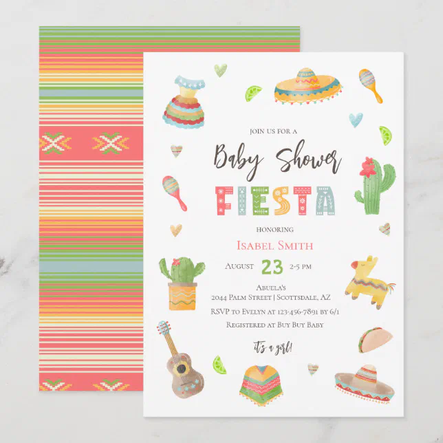 Mexican Colorful Fiesta Baby Shower Invitation | Zazzle