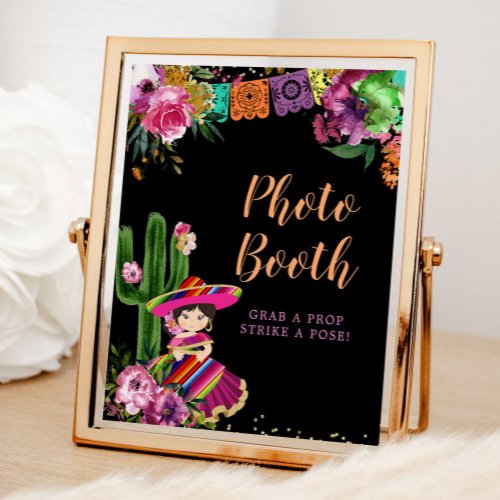 Mexican Colorful Fiesta Floral Birthday Photo Book Poster