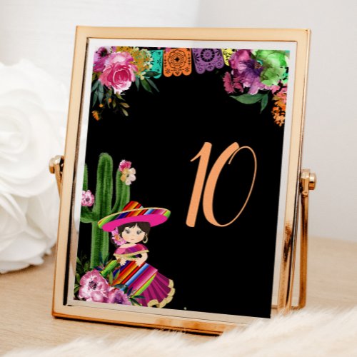 Mexican Colorful Fiesta Floral Birthday Table Number