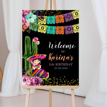 Mexican Colorful Fiesta Floral Birthday Welcome Poster by PumpkinDesignCard at Zazzle