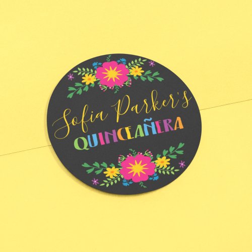 Mexican colorful Fiesta Quinceaera Classic Round Sticker
