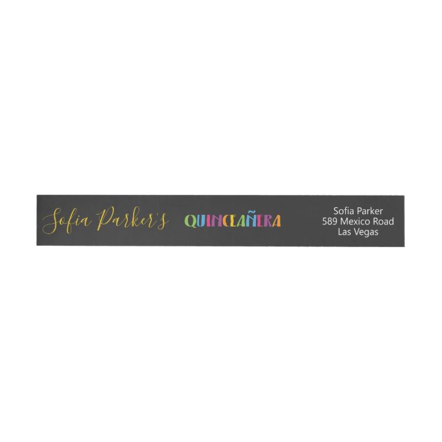 Mexican colorful Fiesta Quinceañera Wrap Around Label (Individual)