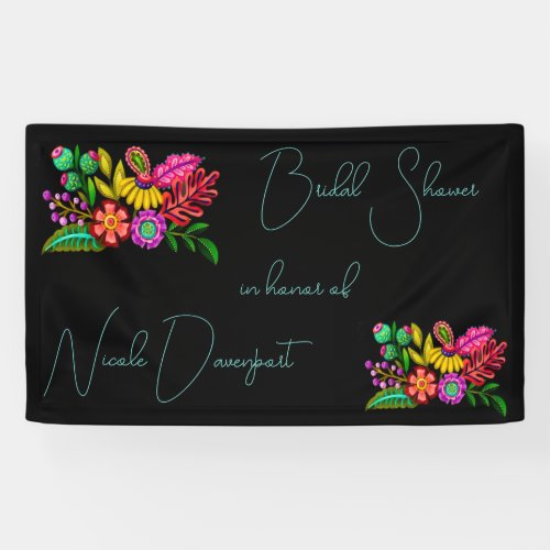 Mexican Colorful Flora Wedding Bridal Shower Banner