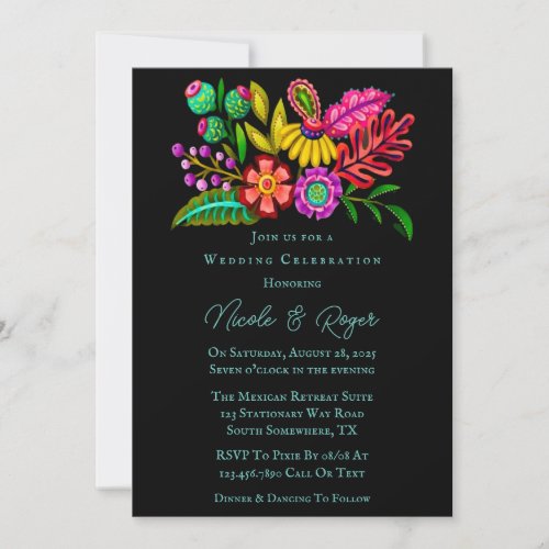 Mexican Colorful Flora Wedding Celebration Invitation