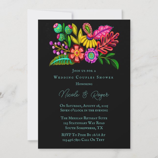 Mexican Colorful Flora Wedding Couples Shower Invitation (Front)