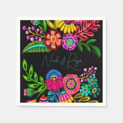 Mexican Colorful Flora Wedding Napkins