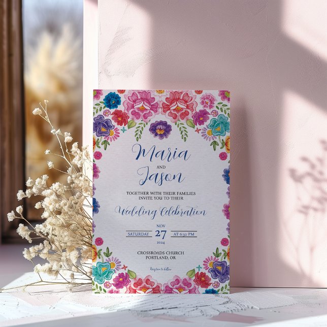 Mexican Colorful Floral Botanical Fiesta Wedding Invitation (Mexican Colorful Floral Botanical Fiesta Wedding Invitation)