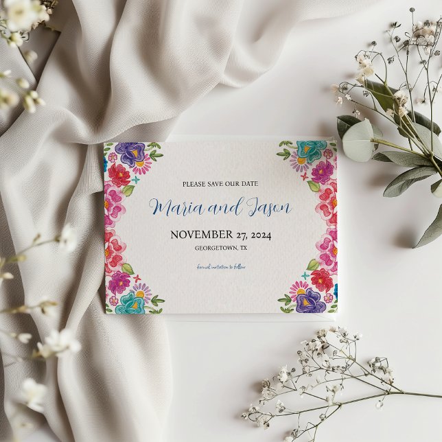 Mexican Colorful Floral Botanical Fiesta Wedding Save The Date (Mexican Colorful Floral Botanical Fiesta Wedding Save The Date)