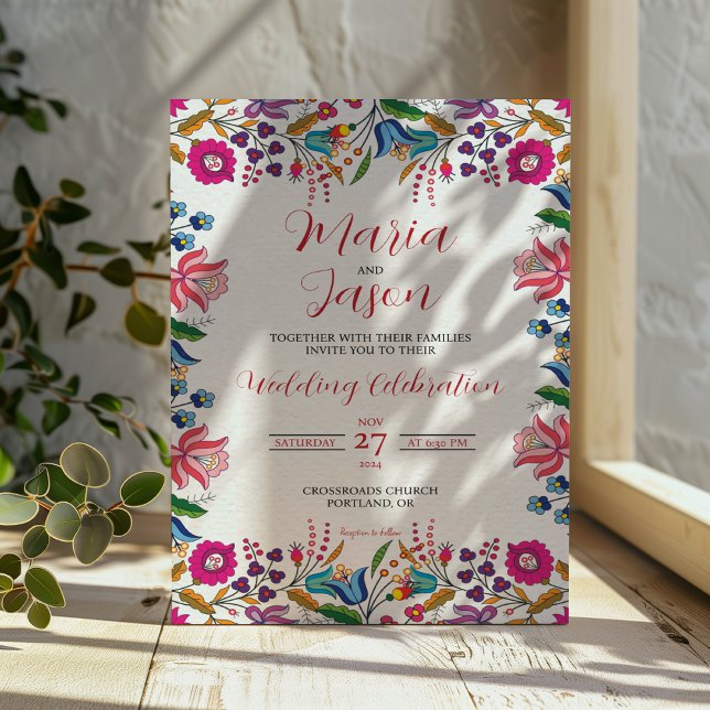 Mexican Colorful Floral Botanical Modern Wedding Invitation (Mexican Colorful Floral Botanical Modern Wedding Invitation)
