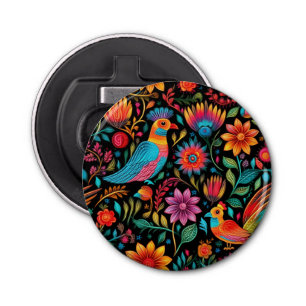 Mexican colorful floral pattern bottle opener