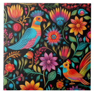 Mexican colorful floral pattern ceramic tile