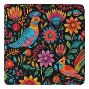 Mexican colorful floral pattern trivet