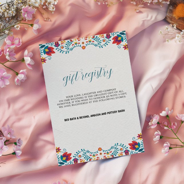Mexican Colorful Floral Wedding Gift Registry Card (Mexican Colorful Floral Wedding Gift Registry Card)
