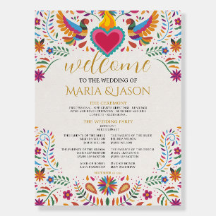 Mexican Colorful Flowers Botanical Wedding Program Foam Board