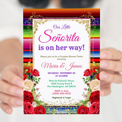 Mexican Colorful Flowers Fiesta Couples shower   Invitation