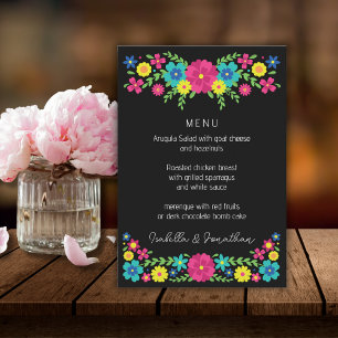 Mexican colorful flowers menu