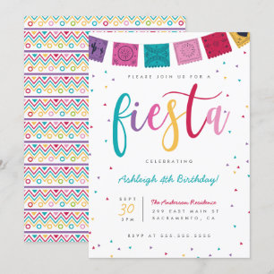 Mexican Colorful Script Fiesta Kids' Birthday Invitation