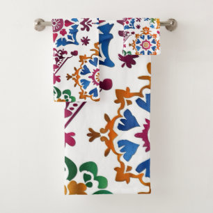 Mexican Colorful Star Tile Bath Towel Set