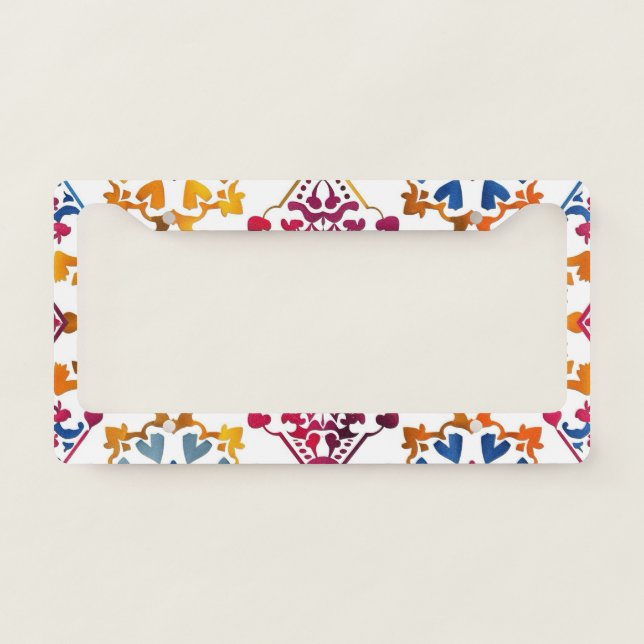 Mexican Colorful Star Tile License Plate Frame (Front)