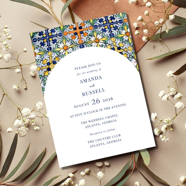 Mexican Colorful Tile Arch Wedding Invitation (Creator Uploaded)