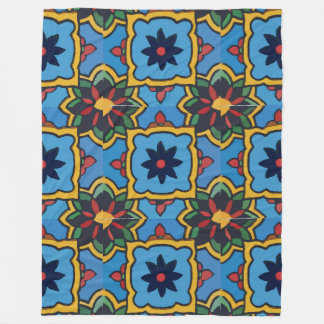 Mexican Colorful Tiles Fleece Blanket